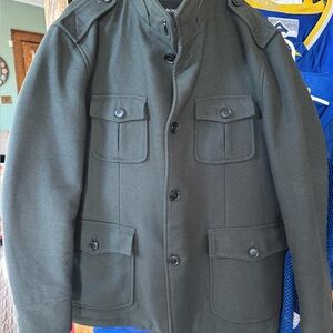 Hugo Boss Men's Wool Olive Military Style Jacket